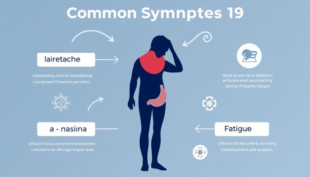headache, nausea dizziness, fatigue abdominal pain covid