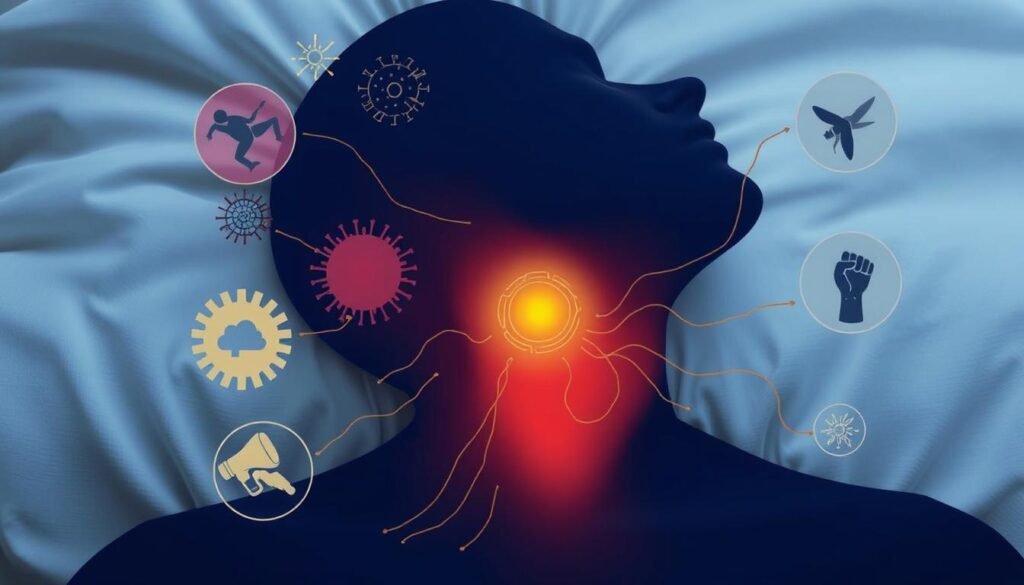 stiff neck sore throat causes