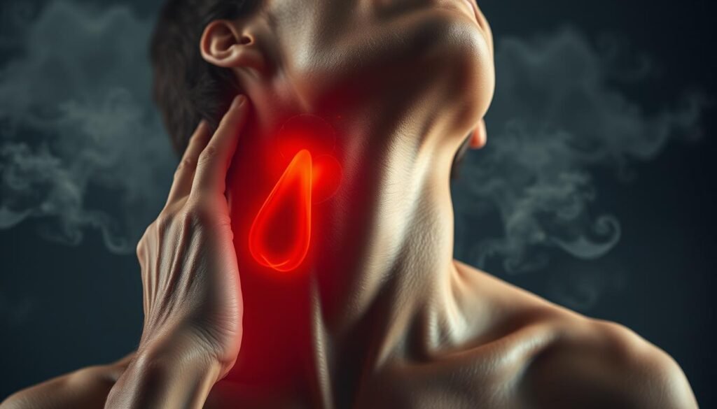 stiff neck sore throat, headache fatigue no fever